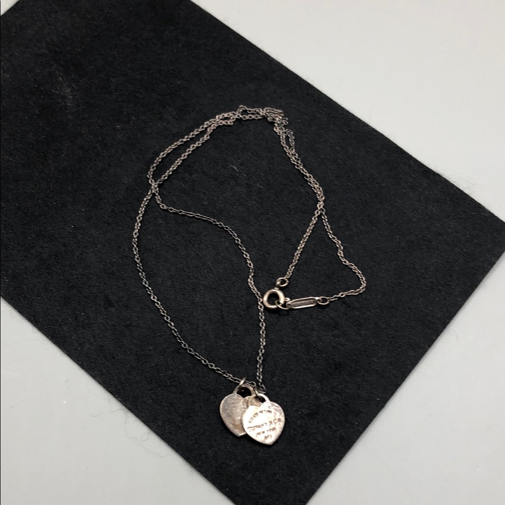 Tiffany & Co Return to Tiffany Double Mini Heart Charm Necklace Sterling Silver